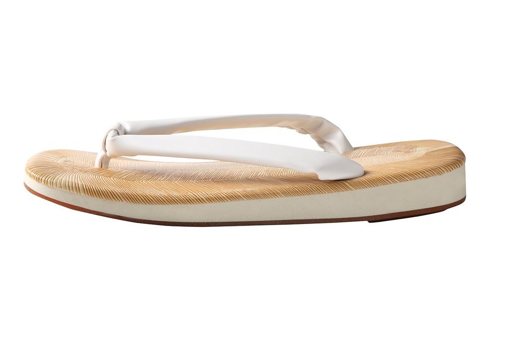 Edoten Geta Sandals, Made In Japan, Yellow Tatami Fabric, Non-Slip Candy Soles, White Straps, Size 3L (XXL)