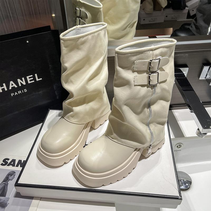 Retro British style thick-soled high-top Martin boots for women, autumn and winter design sense, fashionable, small and thin, explosive short boots