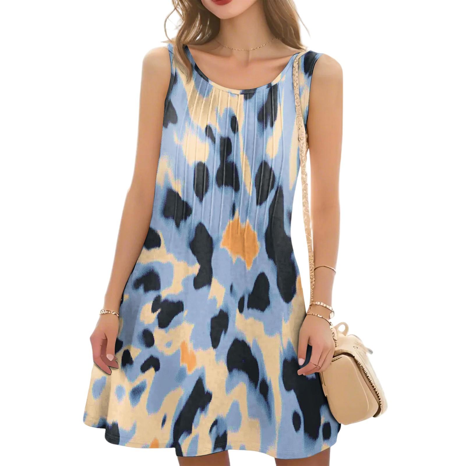 

Women s Casual Fashion Floral Print Round Neck Sleeveless Dress M