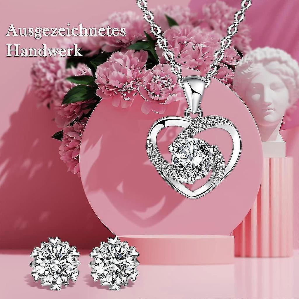 Eternal Real Rose With Heart Necklace And Earrings, Infinity Roses, Jewellery Gift Box, Rose Box, Birthday, Valentine's Day