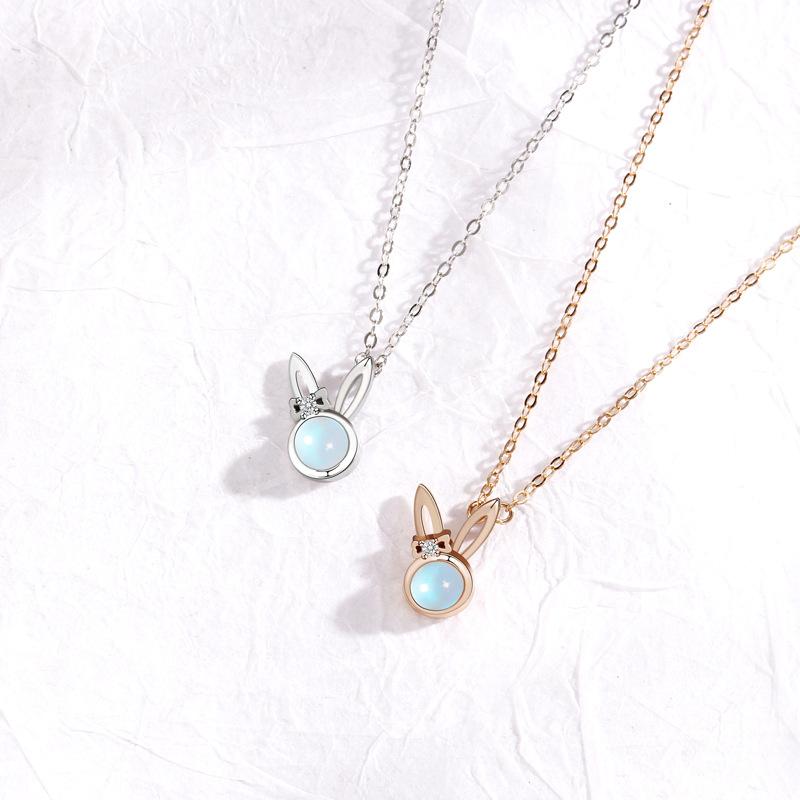 Cosmic Star Blue Necklace with Diamonds Cat's Eye Cute Rabbit Pendant Simple Korean Version Niche Design Sense ins