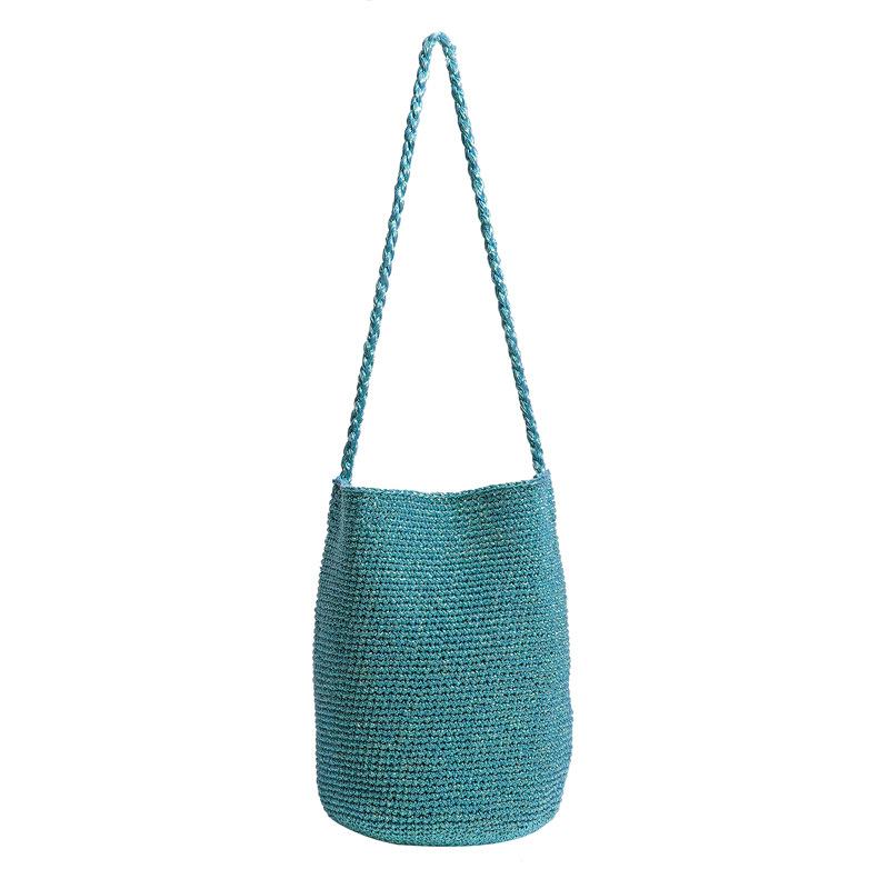 Single-shoulder Bucket Bag for Casual Cross-body Use, Knitted Bag Suitable for Women for Beach Vacation and Beach Use.