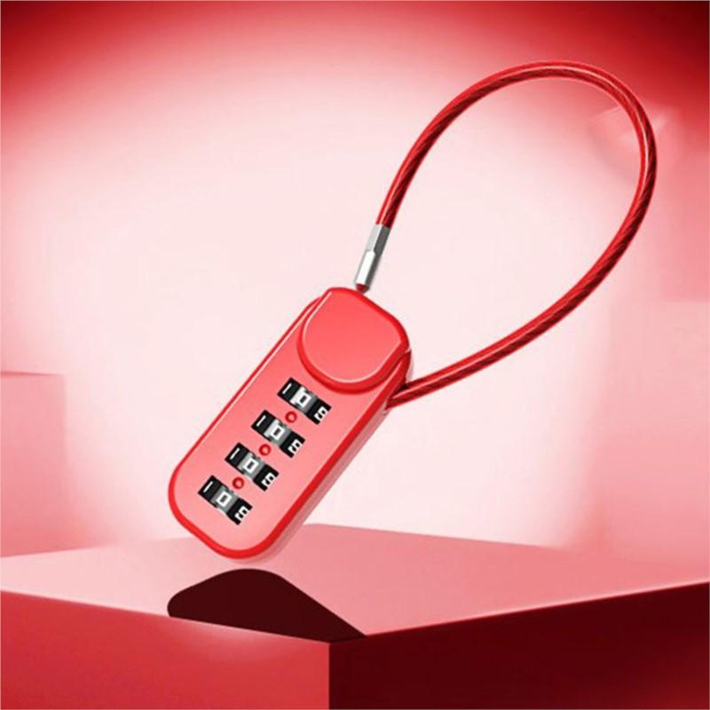 4 Digit Combination Code Number Lock With Spring Coil Wire Rope Colorful Code Lock for Travel Luggage Padlock Cabinet Locker