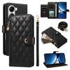 For Xiaomi Poco X7 Pro 5G/Xiaomi Redmi Turbo 4 5G Wallet Case with Straps,Rhombus Leather Stand Phone Cover