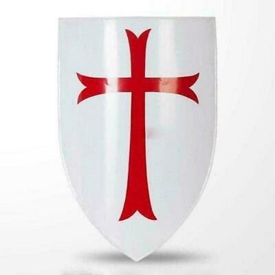 Medieval Larp Knight Red Templar Heater Shield Battle Warrior Mild Steel Shield Gift Item