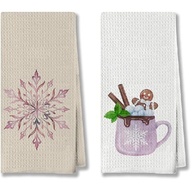 Christmas Lights Bow Kitchen Hand Towels for Bathroom, Holiday Dish Tea Towels, Christmas Decor, 16x24 Inch