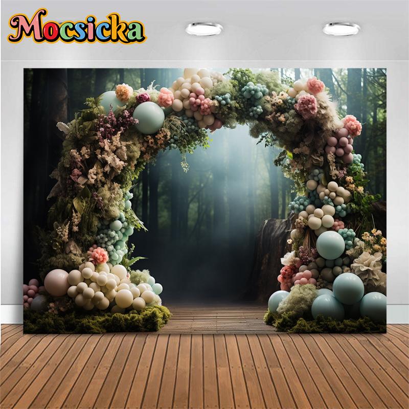 Baby Birthday Background Photography Nature Forest Easter Decoration Balloon Spring Wedding Backdrop Shooting Props Photo Studio