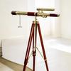 Brass Telescope on Wooden Tripod, Nautical Decor Spyglass, Maritime Telescope, Pirate Style Home Decor