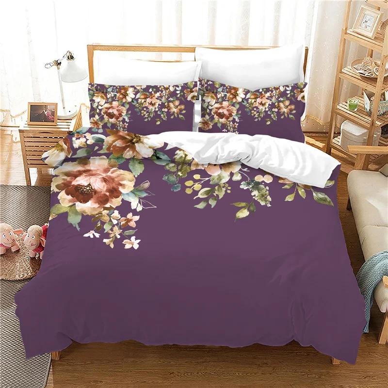 Print Bedroom Set Bedding Jacquard Bed Linens Hd Flowers Bed Cover Sets With Pillowcases 228x228 EU,AU ,US Size Duvet Cover Set