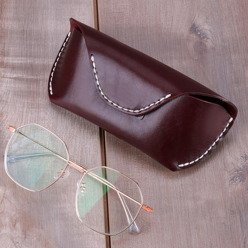 JOGUJOS Genuine Leather Glasses Case Retro Sunglasses Sunglasses Universal Cowhide Glasses Bag Portable Anti-pressure Glasses Case