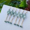 Natural Jade Blue Ice Donut Tassel Earrings, 14k Gold-Plated - Chinese Style