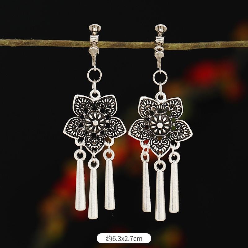 

Спиральные безболезненные клипсы для ушей женские ретро длинные серьги с бахромой богемные серьги украшения для ушей без проколов