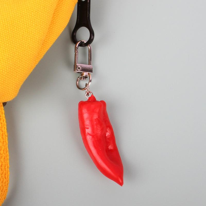 Creative Vegetable Keychain: Red, Green, Yellow Pepper & Garlic Toy Pendant