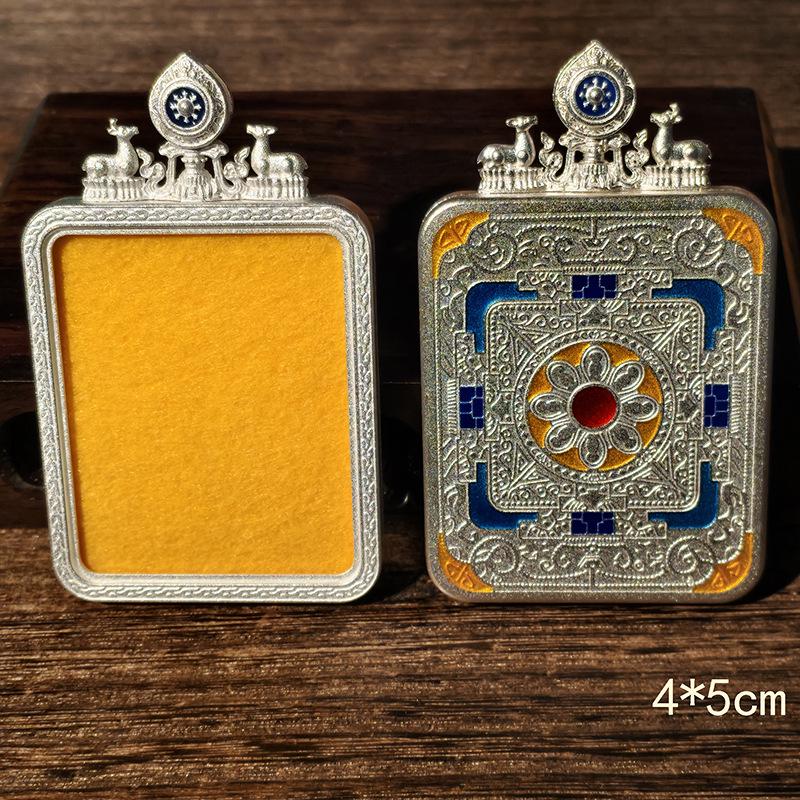 Tibetan Thangka Titanium Steel Gold Silver Pendant: Single/Double-Sided Benming Buddha Amulet