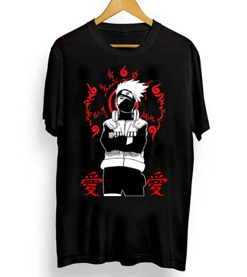 T-shirt da uomo Naruto Shippuden Taglia dalla S alla 4XL Stampa Grafica Manica Corta Nera