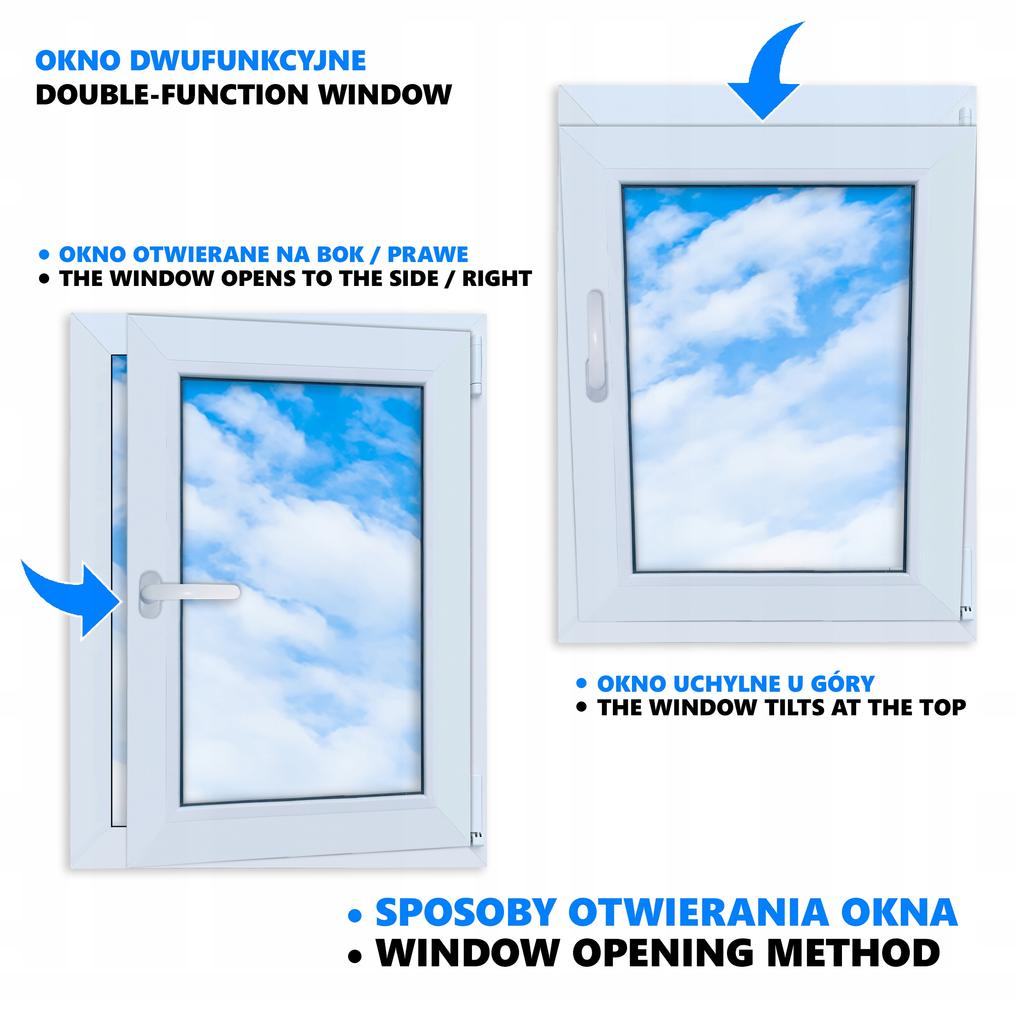 White PVC Window 60x80 Right New 600x800 Mm Tilt-and-Turn Double-Glazed