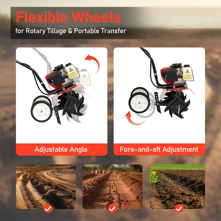 Gas-Powered Micro Cultivator Agricultural Garden Tools Compact Multi-function Rotary Tiller Machinery Farm Tilling Equipment