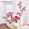 Artificial Plum and Peach Blossom Branch Ornament for Living Room - Dried Flowers Bonsai Arrangement In Pot for Indoor Winter Decoration