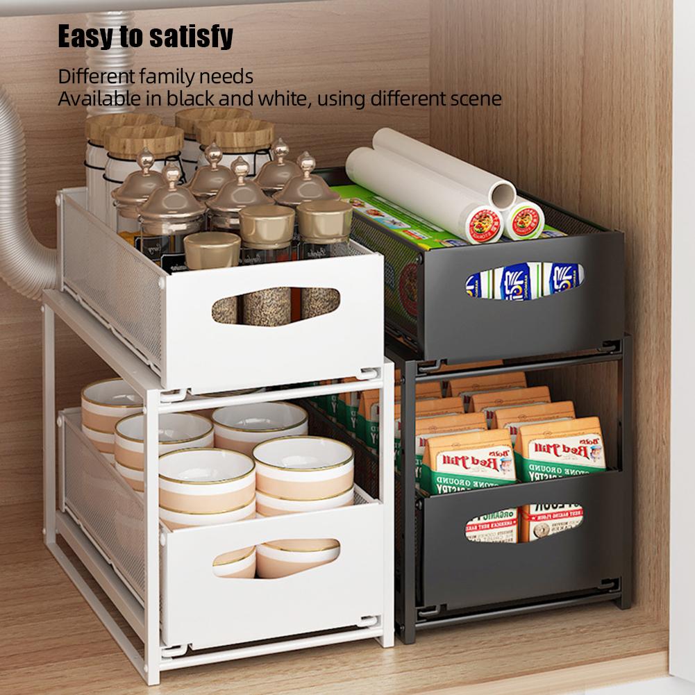 Kitchen Pull Out Under Sink Shelves Large Capacity Organizers With Sliding Drawer For Kitchen Bathroom