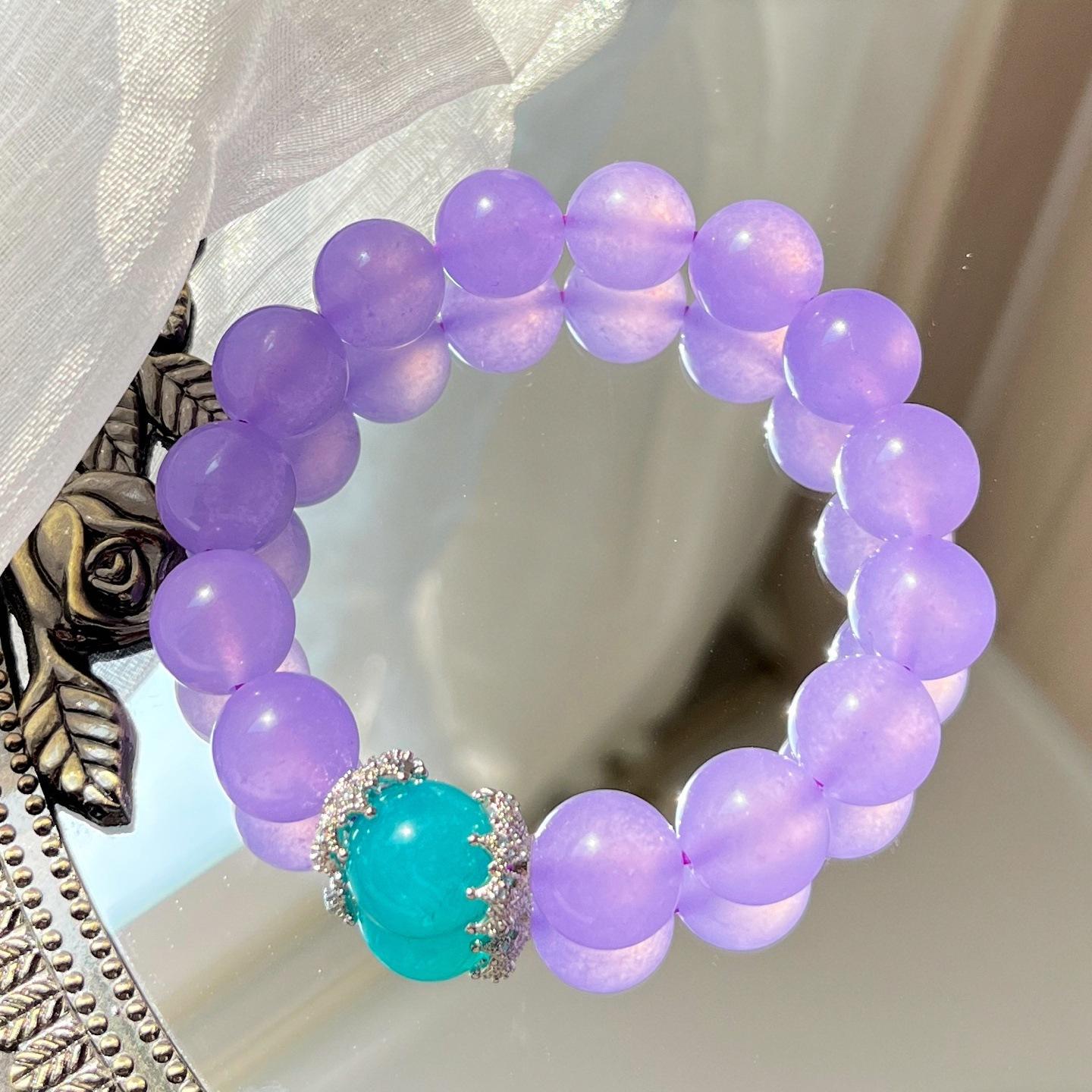 12Mm Violet Quartzite Natural Tianhe Stone Bracelet