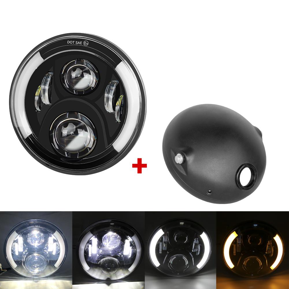 7.5 inch Universal Cafe Racer Round Motorcycle LED Head lamp Headlamp Distance Light Refit 7.5'' Motorcycle Headlight Cafe Racer