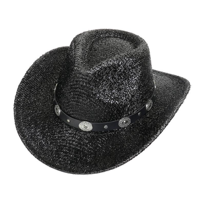 Glitzerndes Cowboyhut Unisex Westernstil Breiter Rand Fedora Hut für Party Festival Cosplay