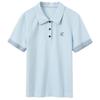 Women's Embroidered Plaid Patchwork Polo T-Shirt