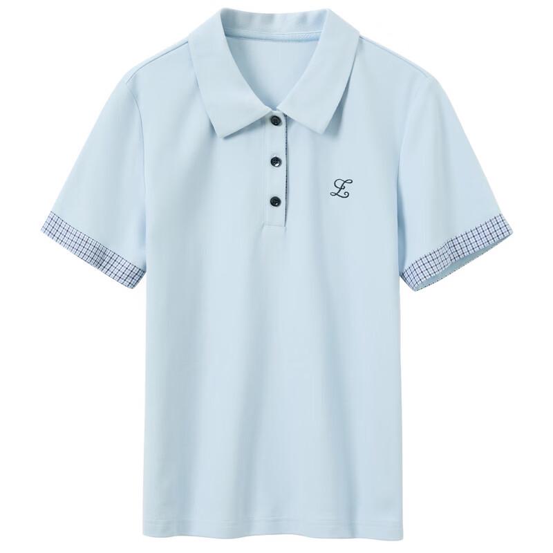 Women's Embroidered Plaid Patchwork Polo T-Shirt