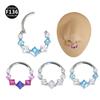1.2mm Thick Titanium Alloy Zircon Nose Ring with 8-10mm Inner Diameter