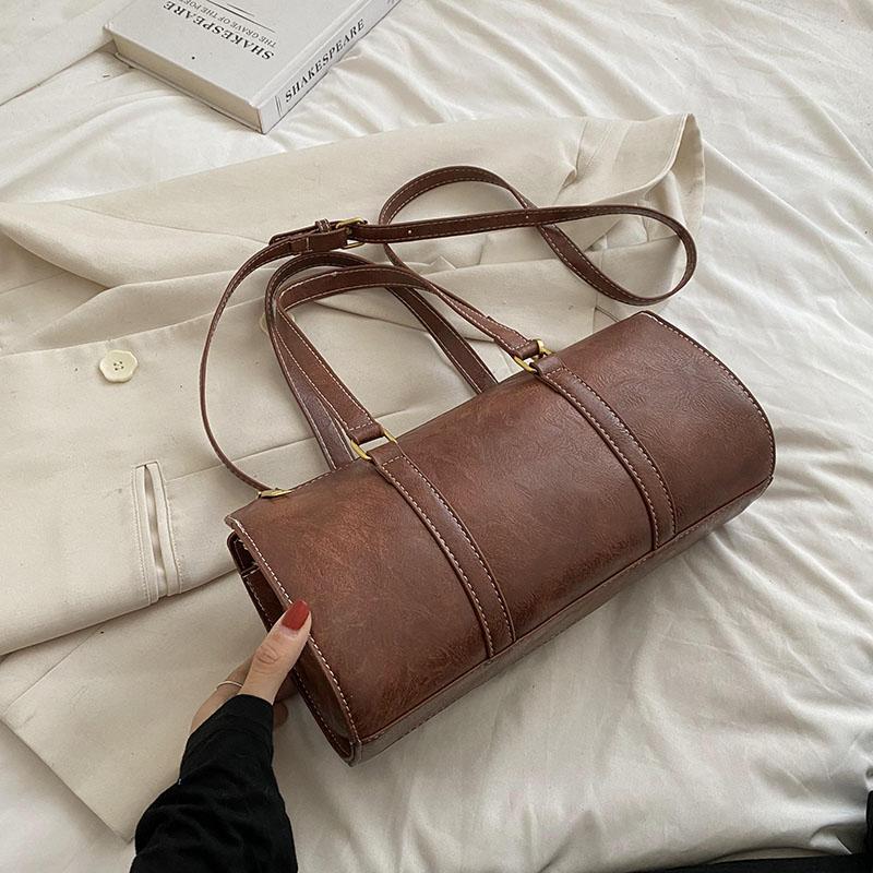 

Женская ретро-сумка через плечо из искусственной кожи, новая осенне-зимняя сумка из мягкой кожи с застежкой-молнией и текстурой, повседневная модная универсальная сумка