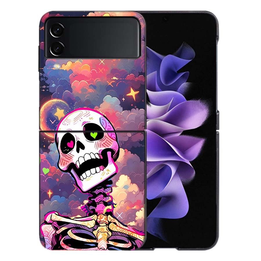 A Funny Skeleton Skull Coque For Samsung Z Flip7 6 Galaxy Case Shockproof Z Flip5 Z Flip3 4 5G Hard Cover Phone TPU PC Hard Fun