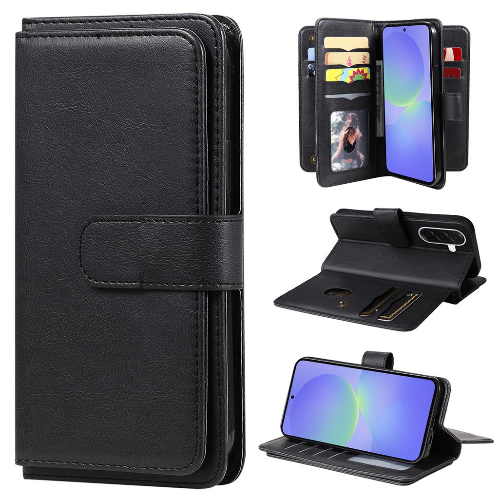 For Samsung Galaxy A37 5G Leather Case with 10 Card Holder Phone Cover Stand
