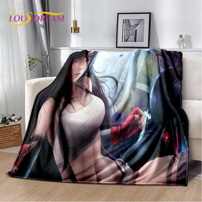 Sexy Girl Lace Tifa Aerith Anime Weiche Plüschdecke, Flanelldecke, Überwurfdecke für Wohnzimmer, Schlafzimmer, Bett, Sofa, Picknick-Abdeckung