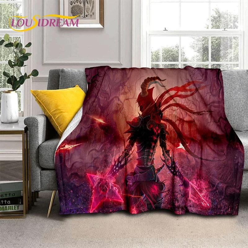 Diablo 3D Retro Game Gamer Zachte Flanellen Deken voor Bedden Slaapkamer Bank Picknick, Plaid Deken voor Afdekking Buiten Vrije Tijd Dutje Cadeau