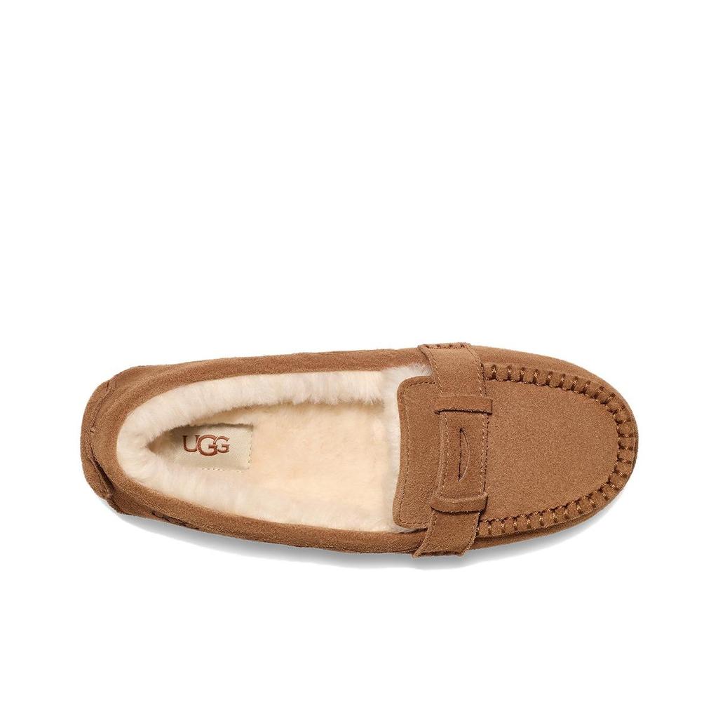 UGG Cow Split Leather Comfortable Warm Commuting Daily Casual Flats Women Flats Brown 1166891-CHE