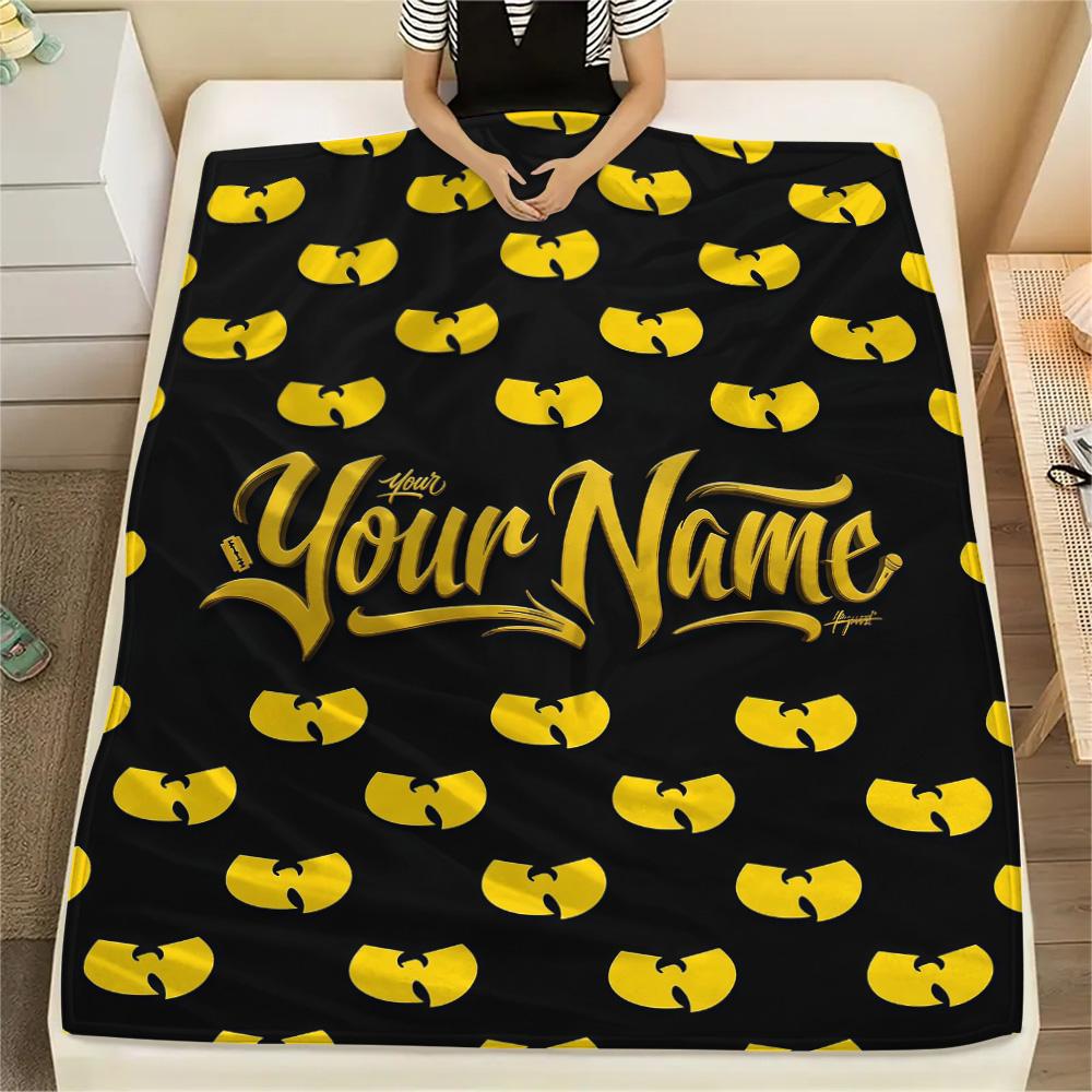 1PC Custom Name Wu-Tang Clan Patterned Flannel Blanket Suitable For All Seasons for Home Decor Warmth and Comfort Gifts Holiday Present -HE228