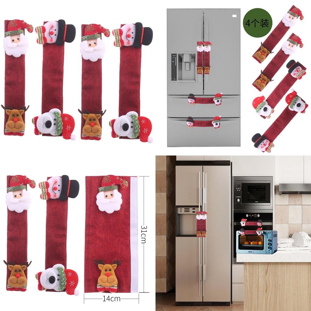 Festive Christmas Decorative Burlap Handle Covers Set Of Four Charming Santa Designs