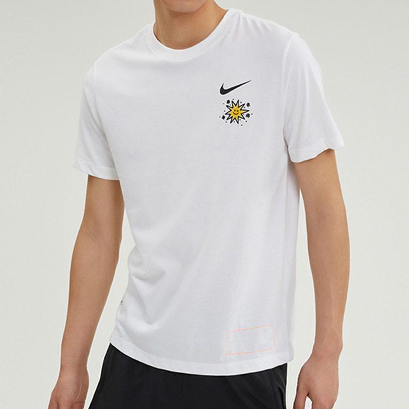 Nike T Shirts Men's White Crew Neck Moderate DV3189-100