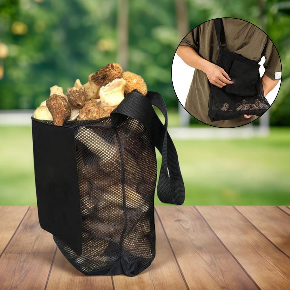 Mushroom Foraging Bag Mesh Mushroom Hunting Net Bag with Adjustable Shoulder Strap for Mushroom Hunting Gathering and Outdoors
