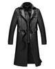 Middle-aged Men's Long Down Jacket Leather Coat Removable Lining Leather Coat Sheepskin Leather Windbreaker Men's Jacket
