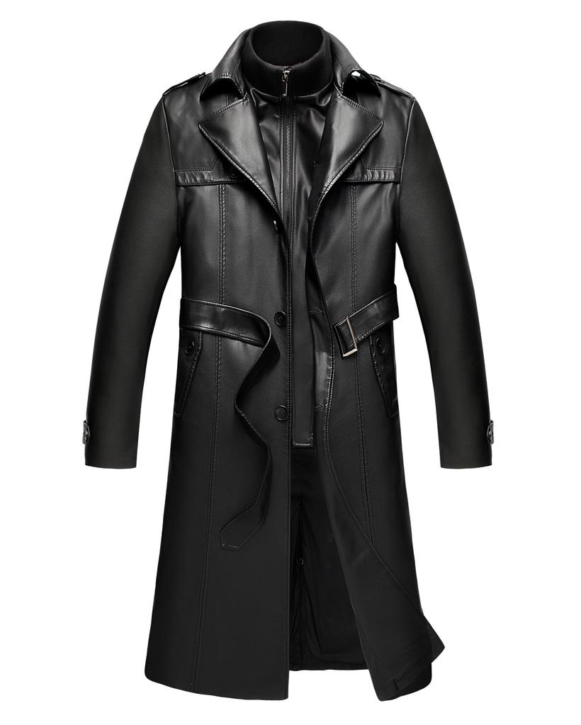 Middle-aged Men's Long Down Jacket Leather Coat Removable Lining Leather Coat Sheepskin Leather Windbreaker Men's Jacket