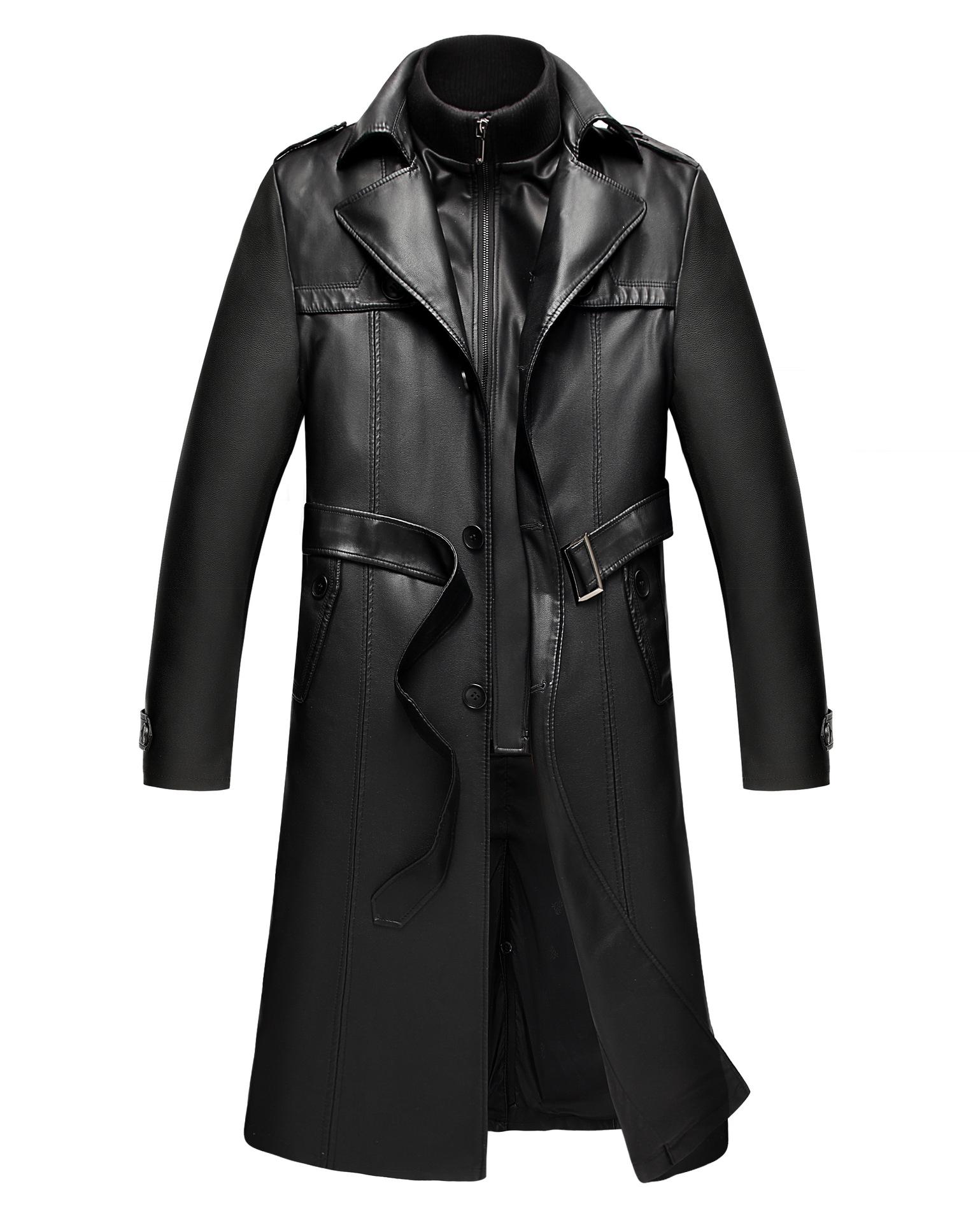 

Middle-aged Men s Long Down Jacket Leather Coat Removable Lining Leather Coat Sheepskin Leather Windbreaker Men s Jacket (as the picture-8448-)-5XL