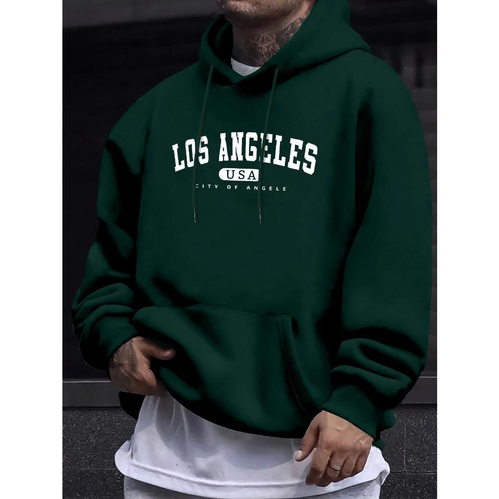 Los Angeles Usa Print Men_s Long Sleeve Drawstring Print Hoodies Tshirt COTTON For Men Casual Autumn Winter