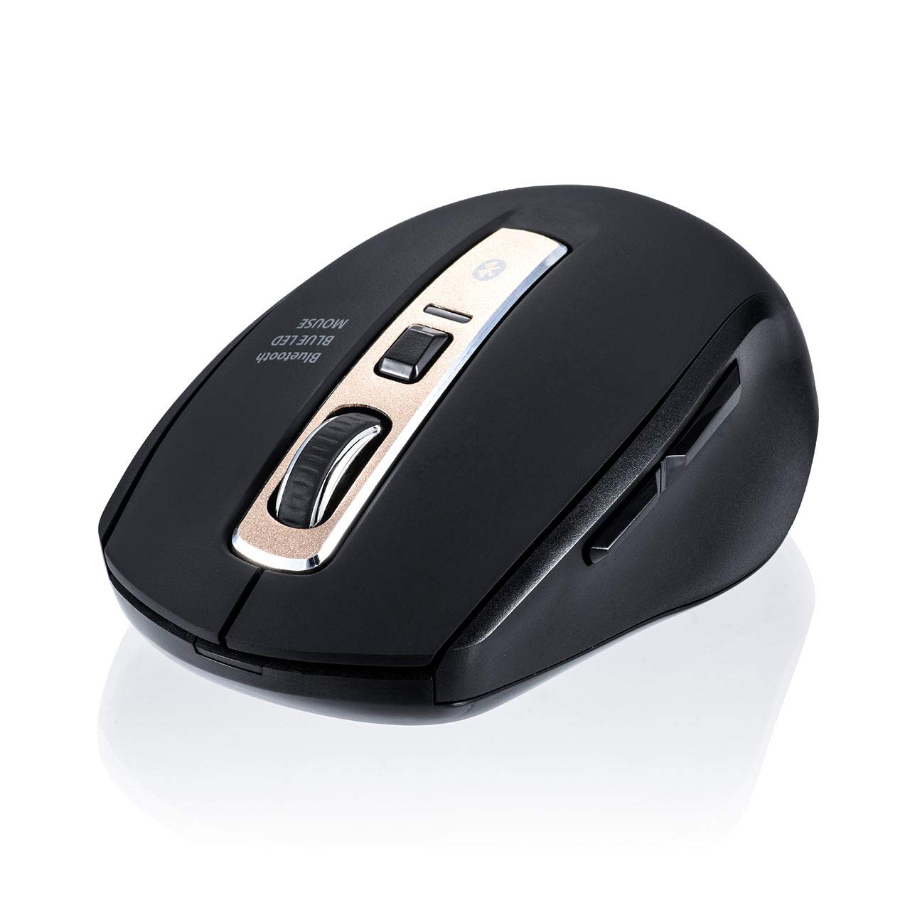 

E-Supply Silent Bluetooth Mouse, Wireless, Bluetooth 5.0, Blue LED, 5 Buttons, DPI Switching, Rubberized, Medium Size, Black, EZ4-MA125BK