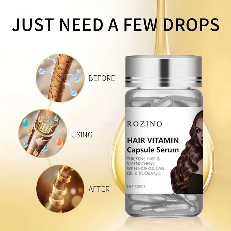 50 Stück Haarpflege-Kapseln mit ätherischen Ölen verbessern die Haartrockenheit, Dauerwellenfärbung, geschädigtes Haar und Glätte