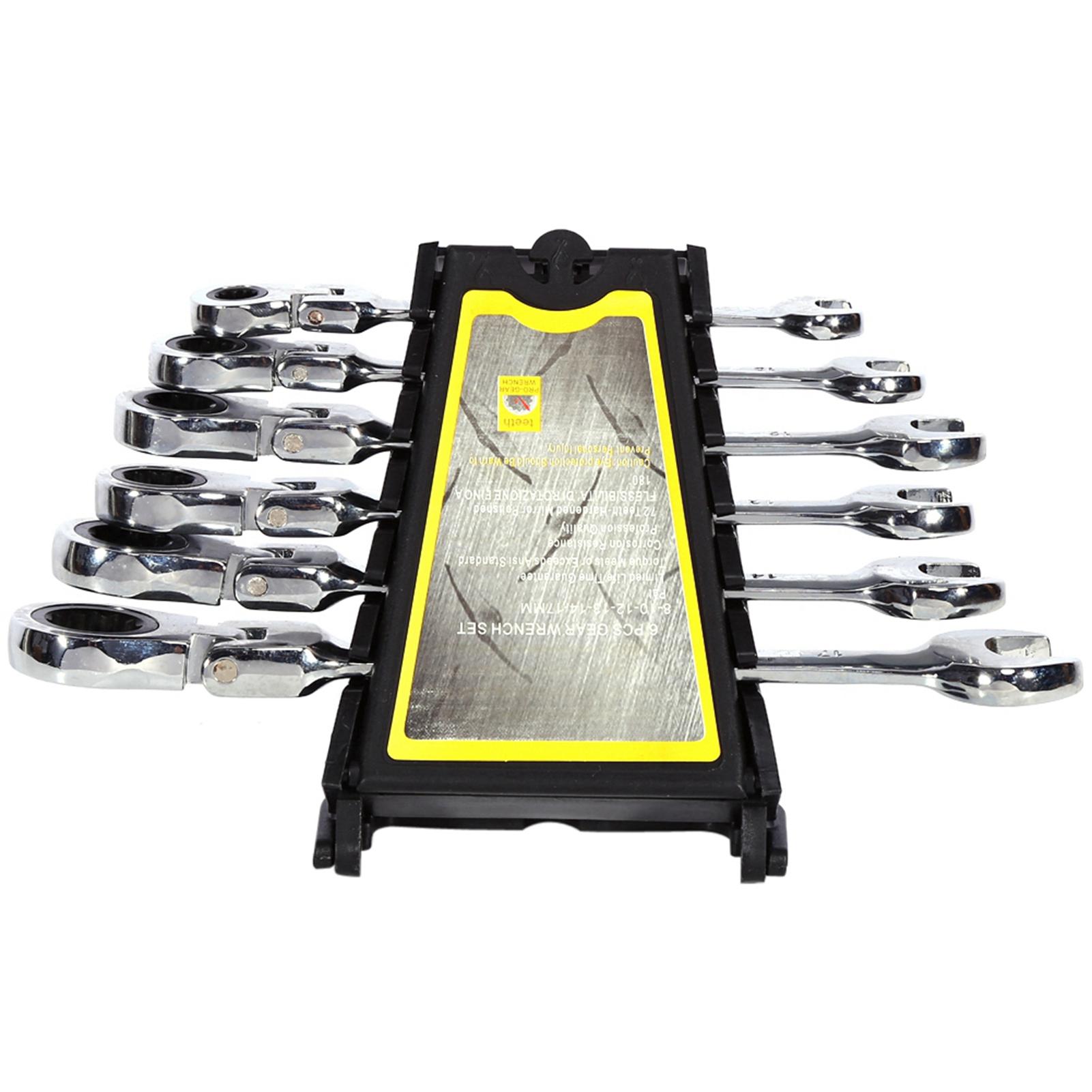 

6PCS Ratchet Combination Wrench Set, High Quality Activities , 8,10,12,13,14,17MM, Hard and , Easy to Carry, for Multi Purposes with Spanner R