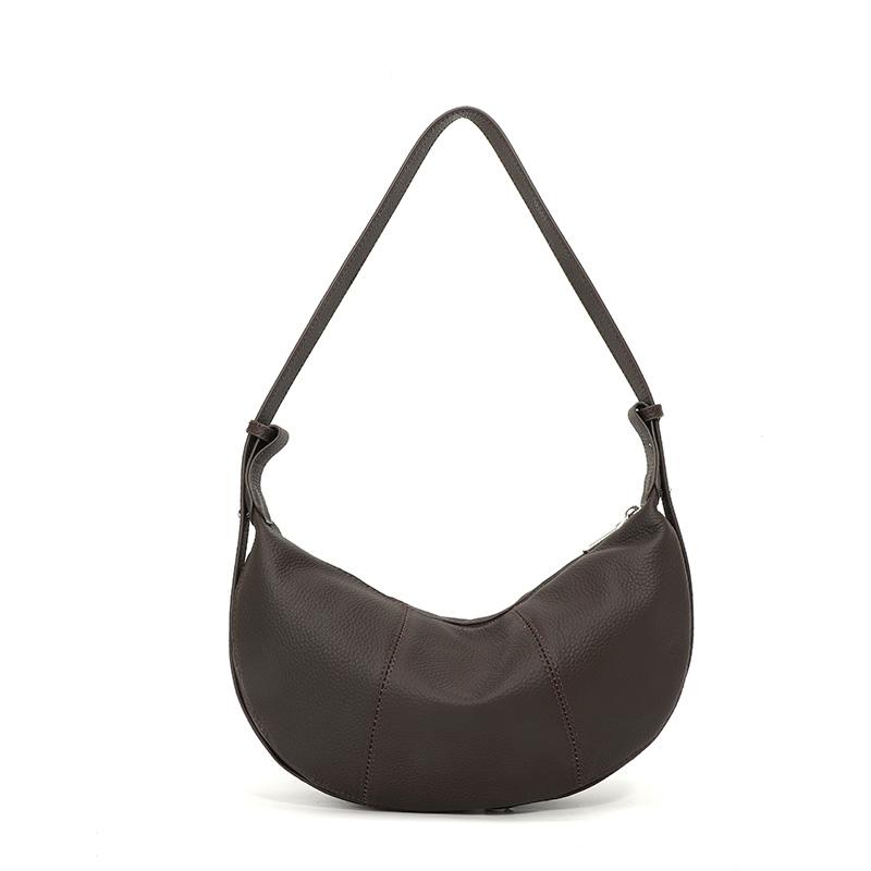 2026 New Arrival Women's Genuine Leather Crescent Vintage Solid Hobo Shoulder Bag Soft Cowhide Crossbody Bag for Daily Commute