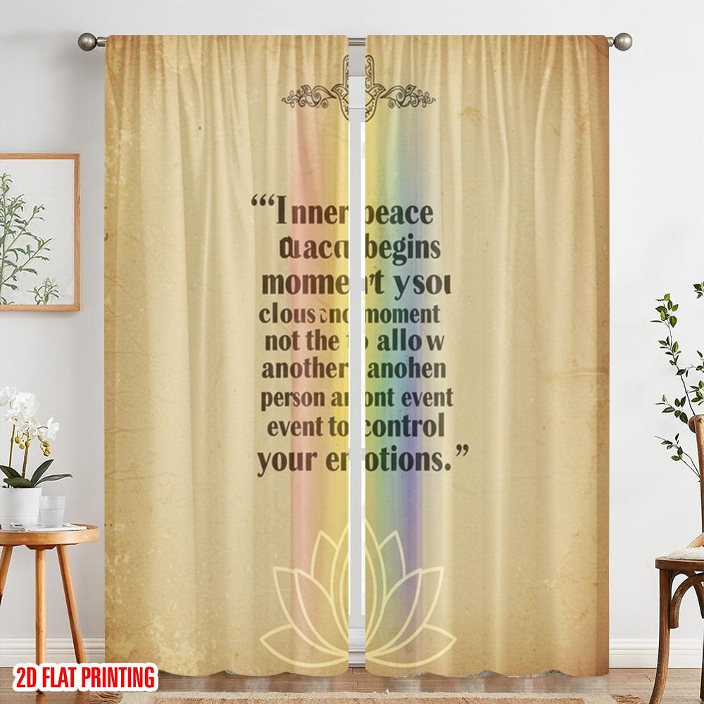 2pcs 2D Flat Printing Party Curtains Inner Peace Lotus Flower 100% Polyester Without Electricity Festive Holiday for Holiday