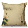 Traditional Chinese Ink Oil Painting Mountain Scenery Cotton Linen Sofa Throw Pillow Case Home Decoration Car Cushion Cover Case