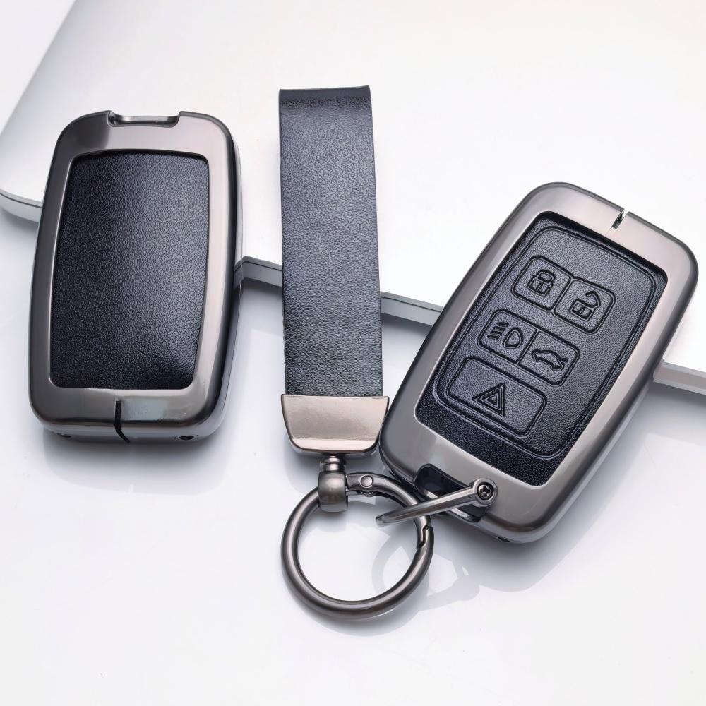 Zinc Alloy Genuine Leather Fit For Land Rover Range Rover Sport Evoque Freelander Velar Discovery 4 Jaguar Xe Xj Xf Smart Key Fob Cover Case